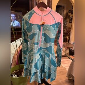 Ina Blue and Pink Rashguard Swimwear with Sporty Design med swim dress nwt